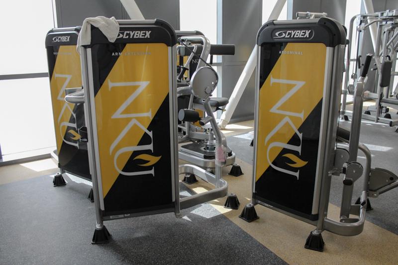 Many of the machines and equipment in the new rec center feature the NKU logo. All machines and equipment are brand new.