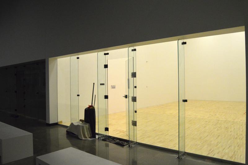 Once closed in, the racquetball courts now feature glass walls that you can look into. They are they only thing that didn't move locations in the renovation.