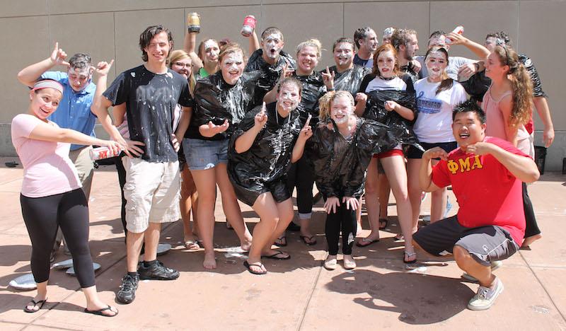 The group that took part in the smack down. They were then pied!