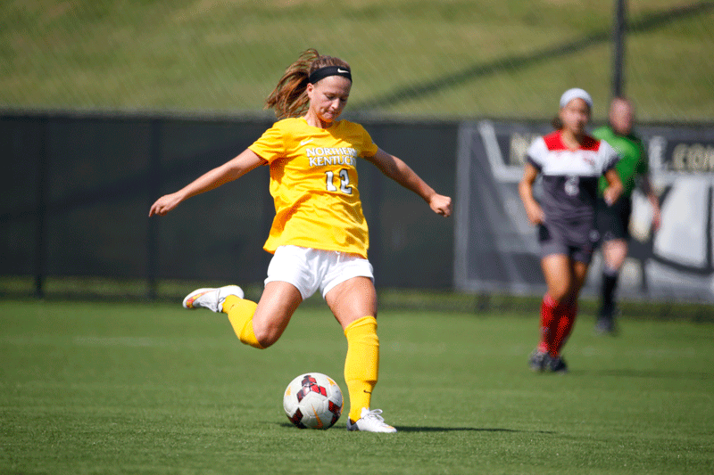 Jessica Frey scored in the third minute Friday night as the women's soccer team won its first-ever Horizon League match, 3-1 over Youngstown State.