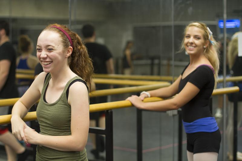 Students take part in Donna Grisez-Webers Ballet 1 class. 