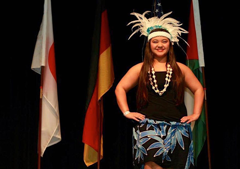 Anna Guerrero, a Pacific Islander, speaks out against cultural-based Halloween costumes, including the stereotypical grass skirt that is often associated with her culture. She is pictured above in her native culture attire. 