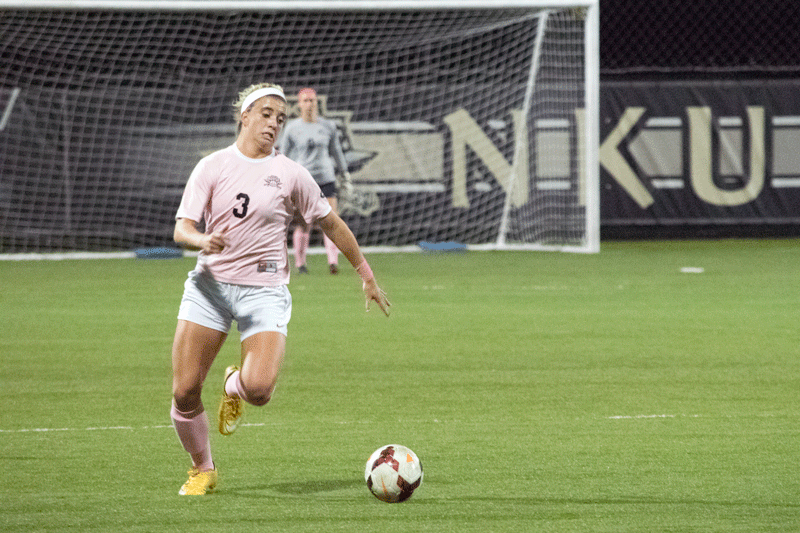 NKUs Macy Hamblin (3) scored the lone NKU goal Saturday in a 2-1 defeat at home against Cleveland State.