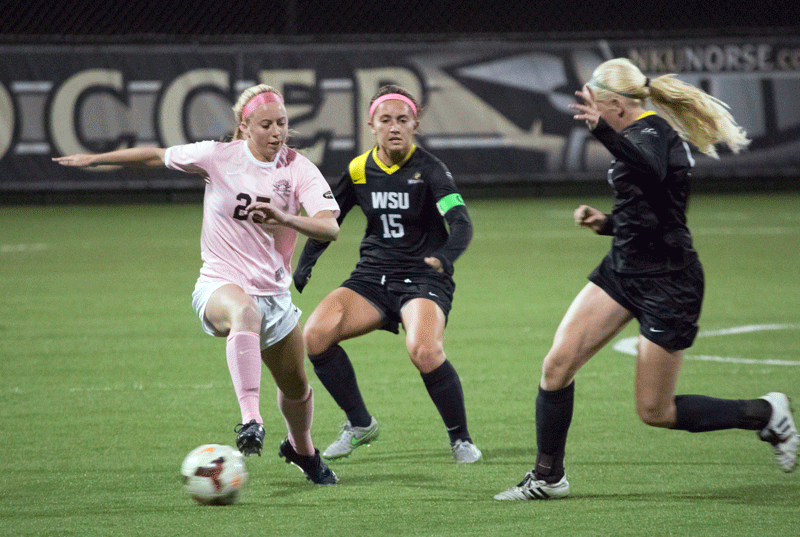 NKU's Payton Naylor (25) had the opening goal in Wednesday's 3-0 victory for the NKU women's soccer team over Wright State.