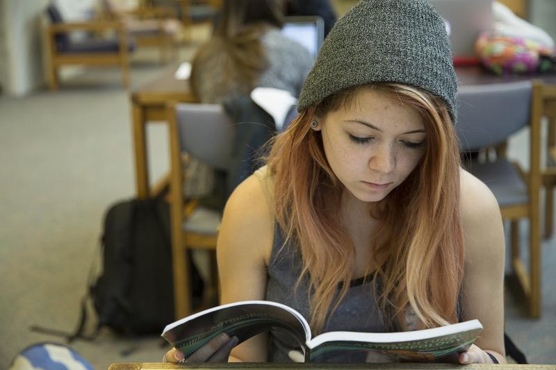 A student, Ashli Sibrel, studied for finals. This semester, more options will have extended hours for students to utilize during finals.   