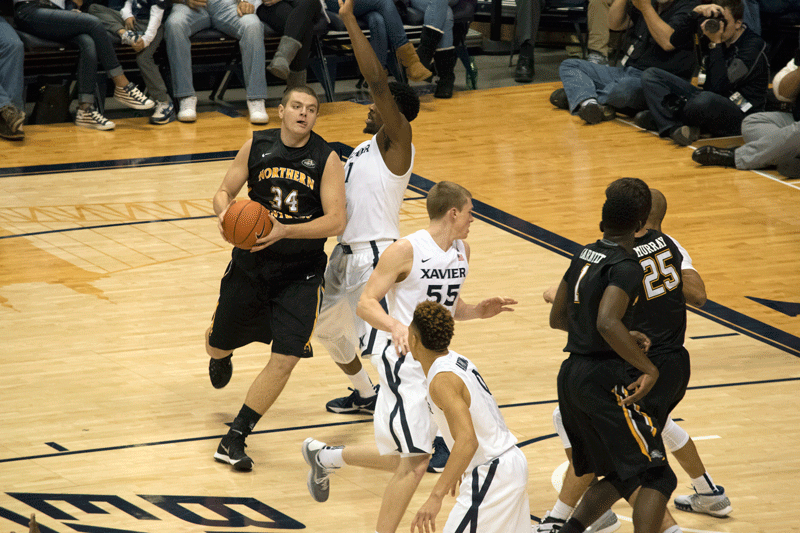 Drew McDonald (34) had 18 points and 11 rebounds Tuesday as the Norse picked up its biggest win of the season at Oakland, 90-73.