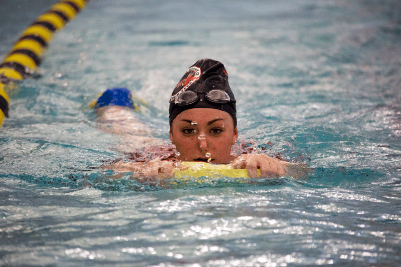 Ania Zmyslo, NKU swim club member, gets some practice laps in at the new rec center pool.