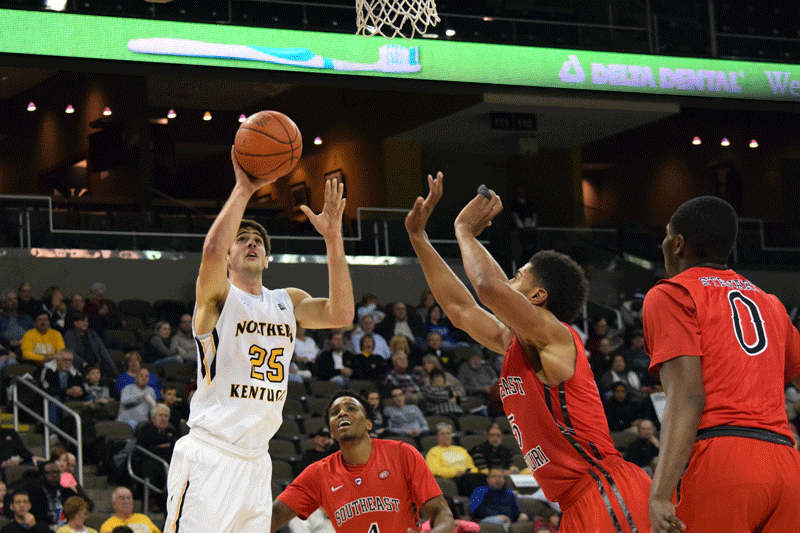 Cole Murray (25) had 11 points and 7 rebounds Thursday in NKUs first-ever Horizon League victory.