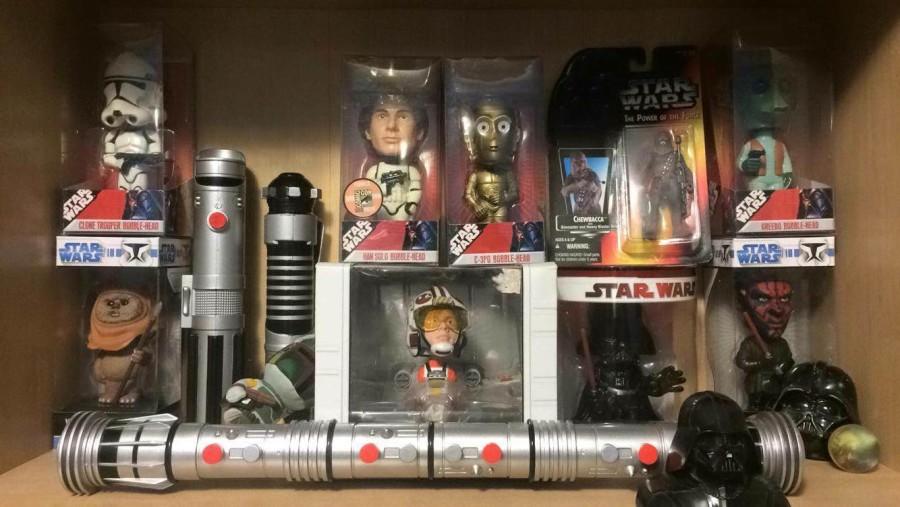 Nick Canchola has a display of Star Wars memorabilia. Most of these were gifts. 