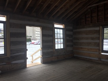 The inside of the cabin is just a small room. There are plans to put in basic heating and wifi.