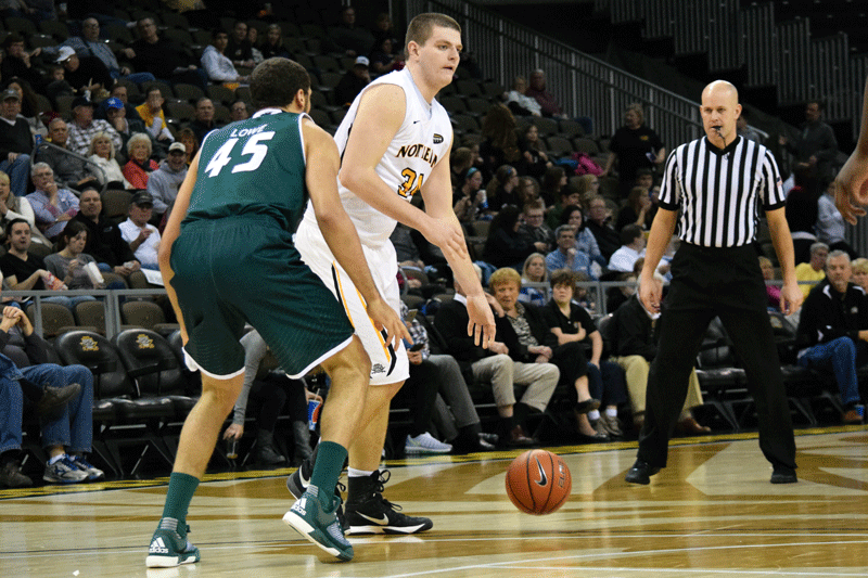Drew McDonald (34) had 15 points and 8 rebounds Saturday in NKU's 79-77 loss to UIC.