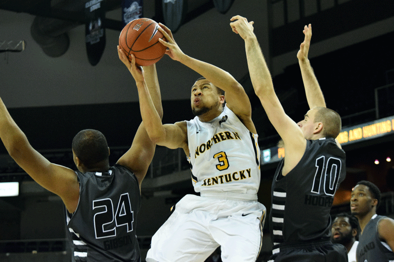 Tyler White (3) led NKU with 23 points in the Norse's loss to Milwaukee in the first round of the Horizon League tournament.
