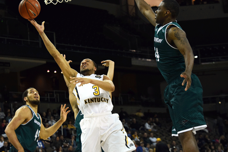 Tyler White (3) scored his 1,000th point in an NKU uniform Saturday in a comeback win over Milwaukee.