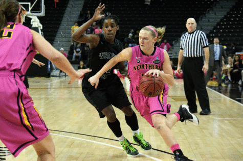 Kelley Wiegman (22) was in attendance Tuesday when NKU introduced Camryn Whitaker, the new women's basketball coach.