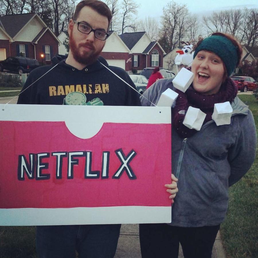 Ally and Brandon Hubbard dressed up as ‘netflix and chill’ for Halloween. They met early last year.