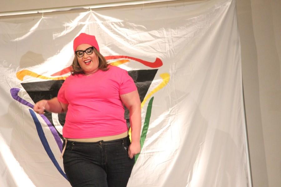 Genevieve Van Hore gets the crowd hyped dressed as Family Guy character Meg Griffin.