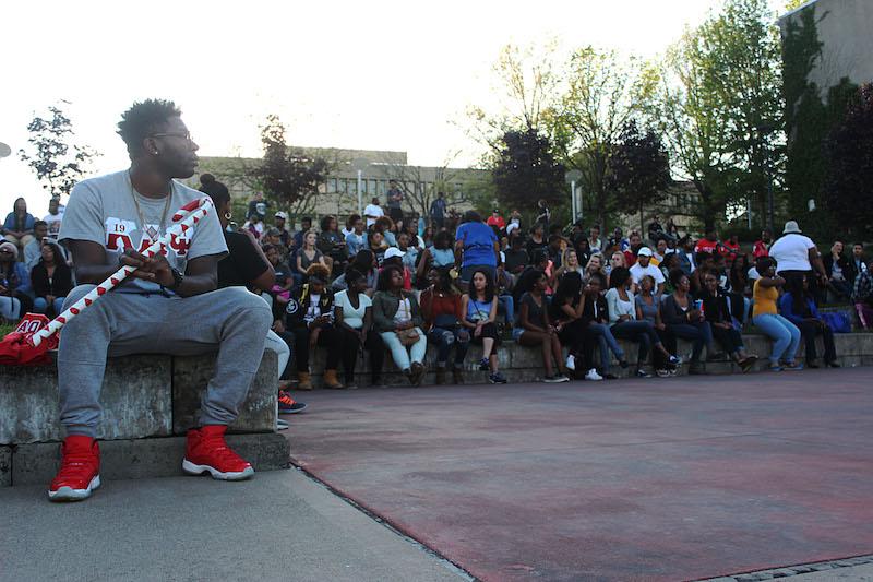 University of Cincinnati Kappa Alpha Psi Fraternity member and audience anticipate the first performance of the night 