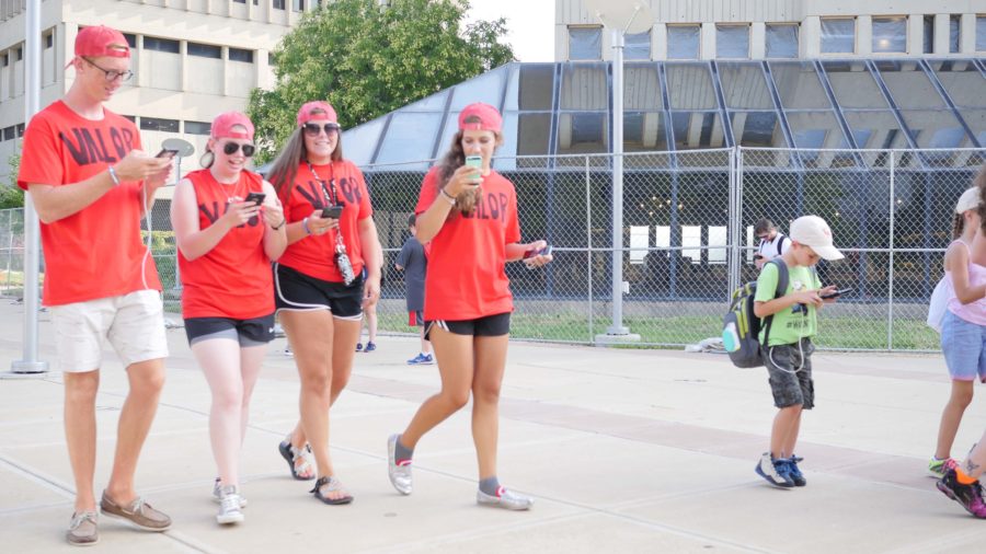 Team Valor members hope their gear will bring them luck while searching for new Pokemon 