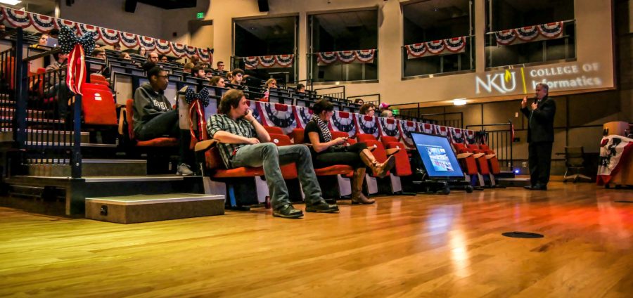 Students, faculty and staff tuned in to the final presidential debate Wednesday night in the digitorium. 
