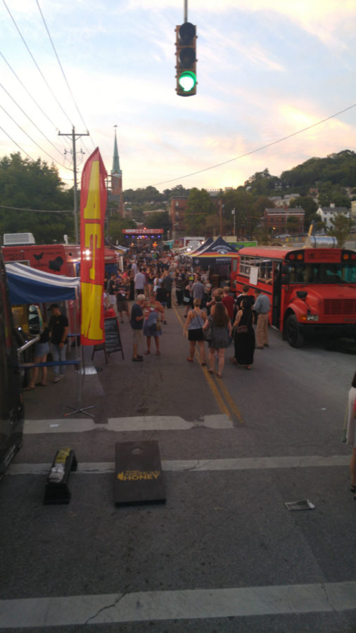 Sycamore street is converted into a market two blocks long with food trucks, beer booths and merchandise from all sorts of local vendors. 