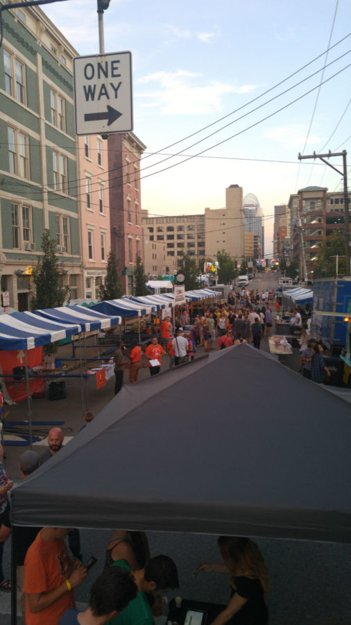 Sycamore street is converted into a market two blocks long with food trucks, beer booths and merchandise from all sorts of local vendors. 