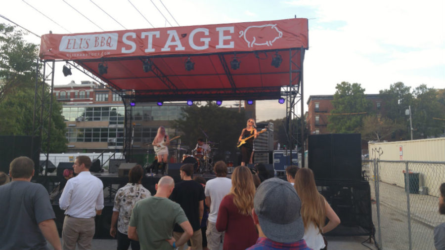 Local punk band, Leggy, performs on the Elis BBQ sponsored stage that was free to the public. 