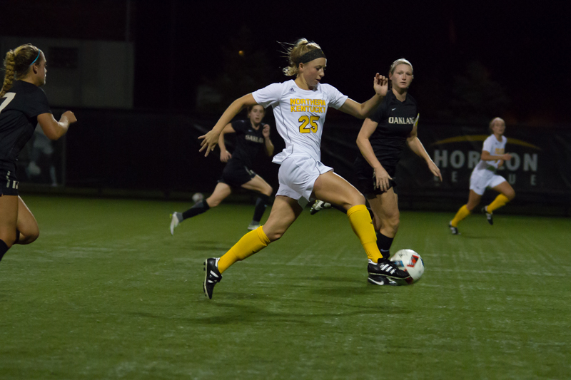 Payton Naylor races down the field during a 2-1 win against Oakland