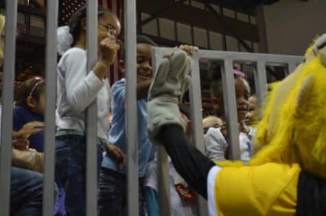 Victor E. Viking made his first appearance since getting the new suit. Here he interacts with kids during the NKU vs. Stetson game. 