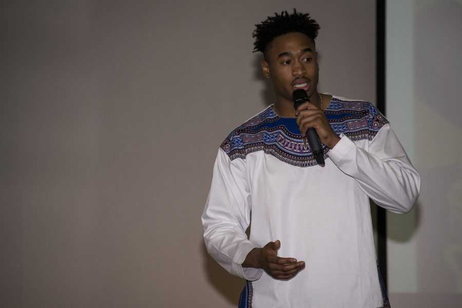 Jayren Andrews, a freshman at NKU, performed spoken word layered in social commentary and contemplation at the event. He goes by Juice, which stands for Jayren Utilized Intelligence created enlightenment. 