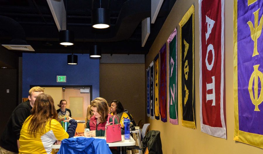 NKU students watch election returns at the APB watch party in the student union.