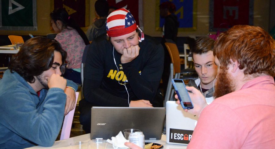 NKU students watch election returns at the APB watch party in the student union.