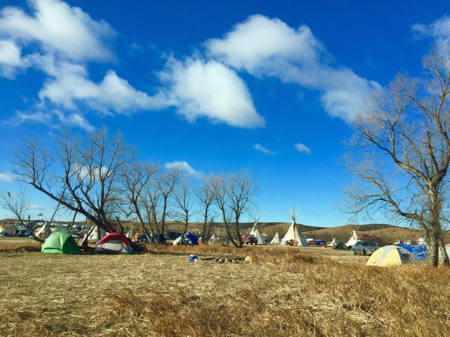 The sun shone down on Oceti Sakowin, but temperatures still dropped to the single digits. 