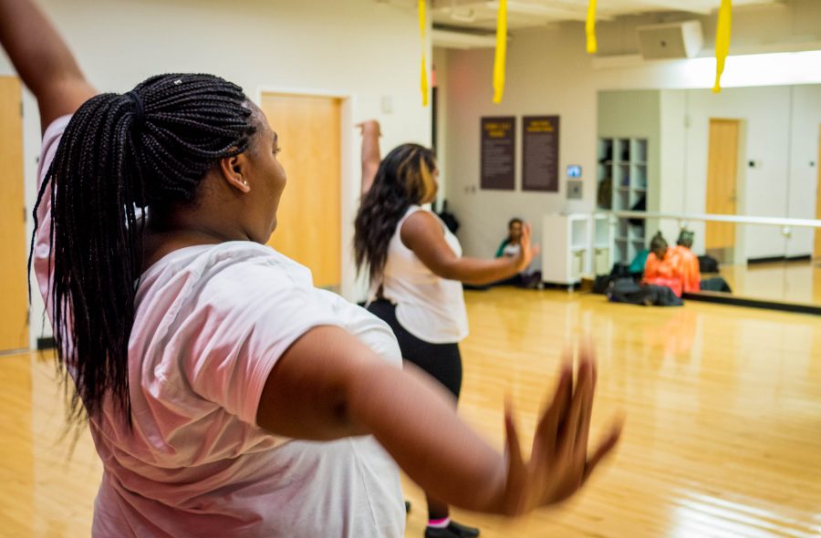 The Northern Stars Dance Team goes over new moves in the Rec Center.