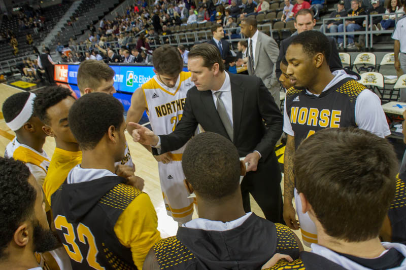 John Brannen coaches up his team prior to Fridays game against Oakland.