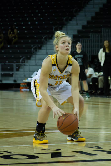 Taryn Taugher shoots a free throw in the loss to Wright State