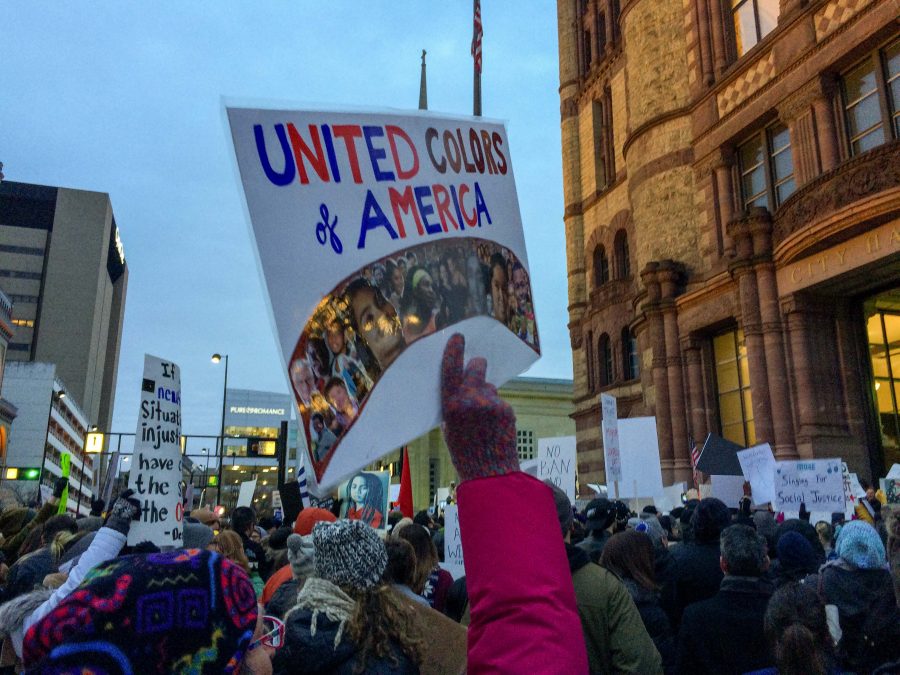 NKU students attended a rally in Cincinnati Monday protesting President Donald Trump's executive order temporarily limiting immigration from certain countries.