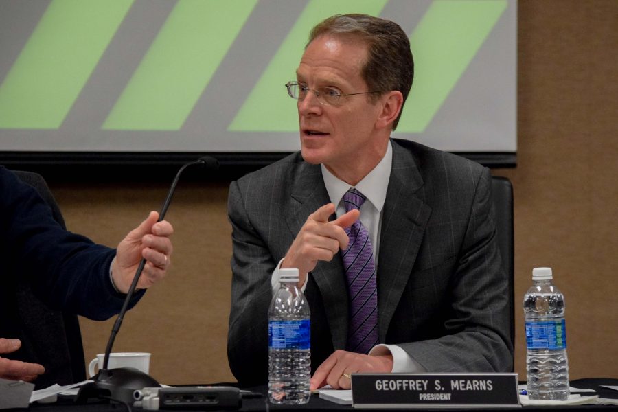 NKU President Geoffrey Mearns during Tuesdays Board of Regents meeting.