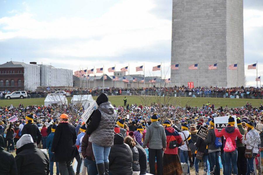 Protestors stand up for the pro-life movement.