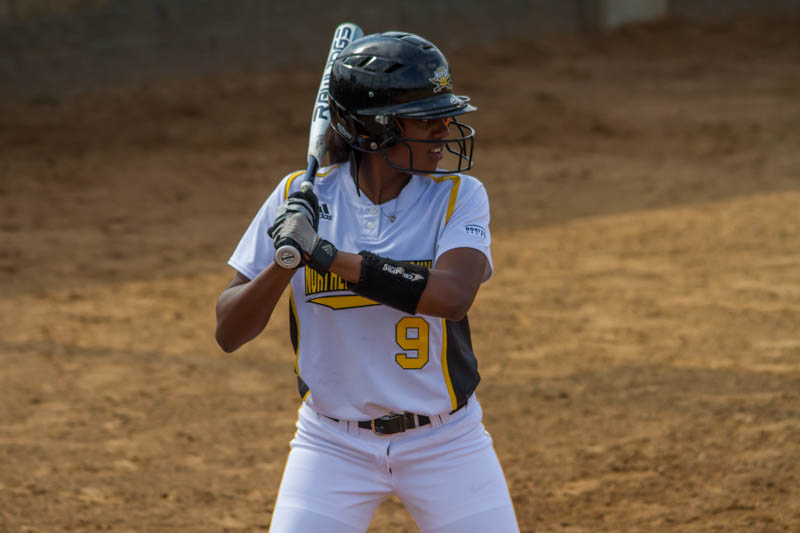 Zahrya McFarland stands in to face Valparaiso on Friday. The Norse would fall to the Crusaders 7-4