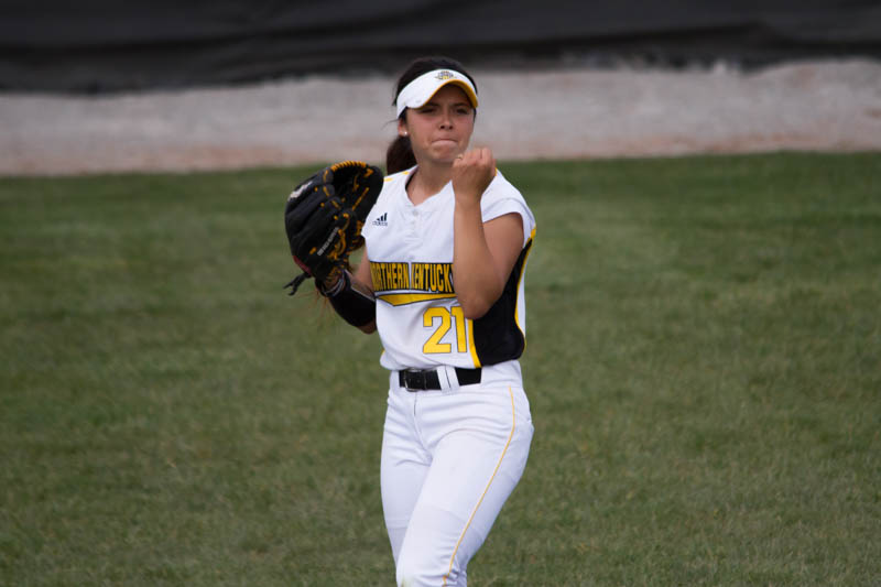 Kailey Rossiter celebrates an out against Valparaiso on Friday