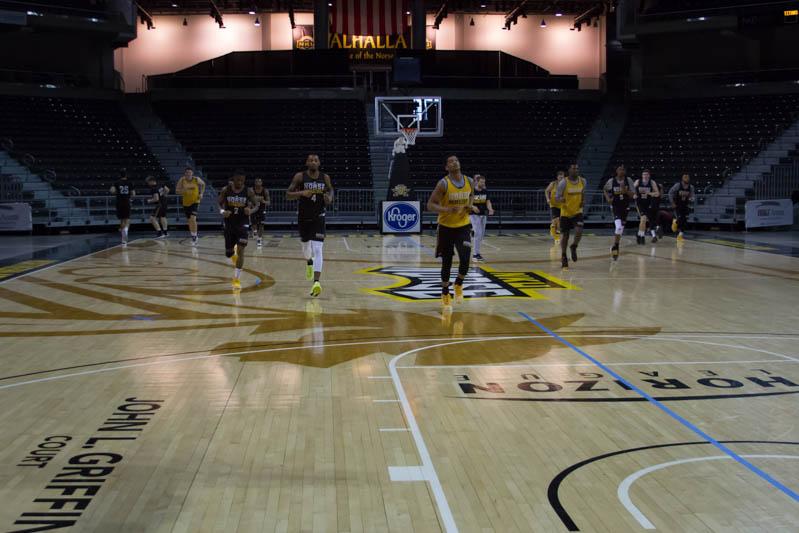 The Norse warm up for practice on Wednesday ahead of their trip to Indianapolis 