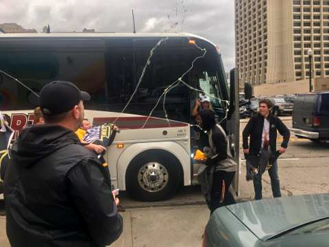 NKU students arrive in Detroit for the Horizon League championship game.