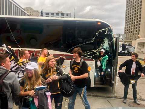 NKU students arrive in Detroit for the Horizon League championship game.