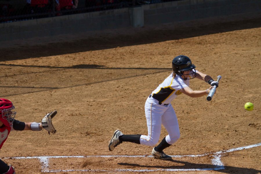 Toree Stalter lays down a bunt against Yougnstown State