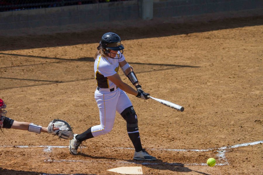 Paige McQueen connects with a pitch against Youngstown State