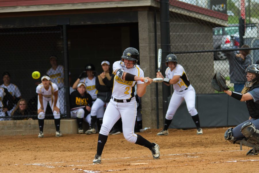 Ava Lawson swings at a pitch high in the zone against Cleveland State