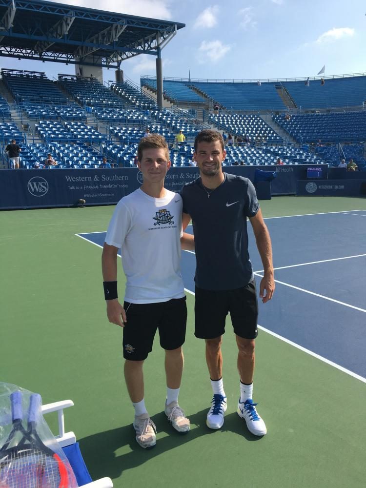 Mate Virag stands with Grigor Dimitrov, who won the Western and Southern Open 