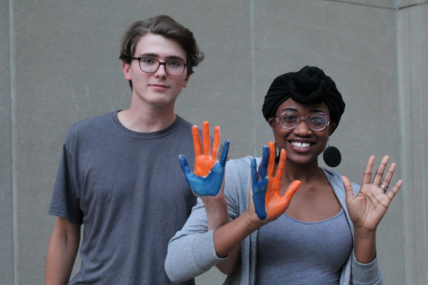 The vigil was put together in 24 hours. Before the event, students painted their hands and placed them on a banner that read NKU4UVA.