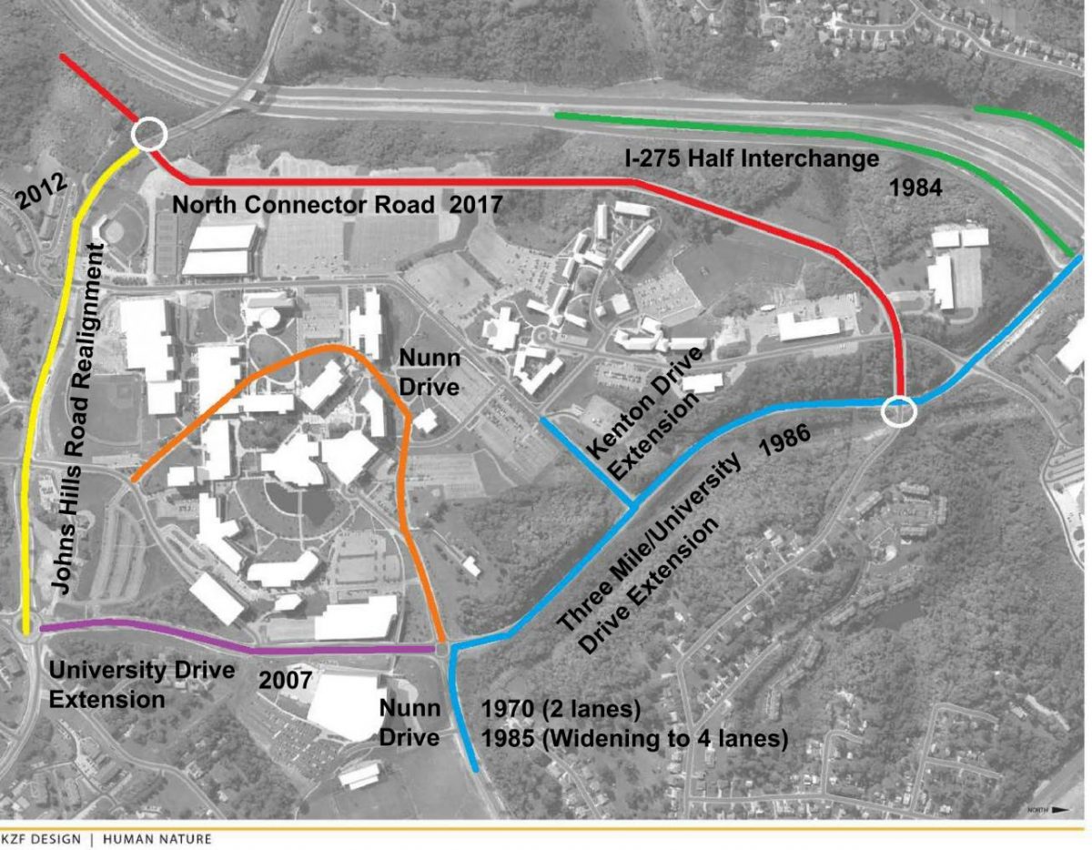 A history of the roads of NKU, including the new connector road which was completed over the summer. 