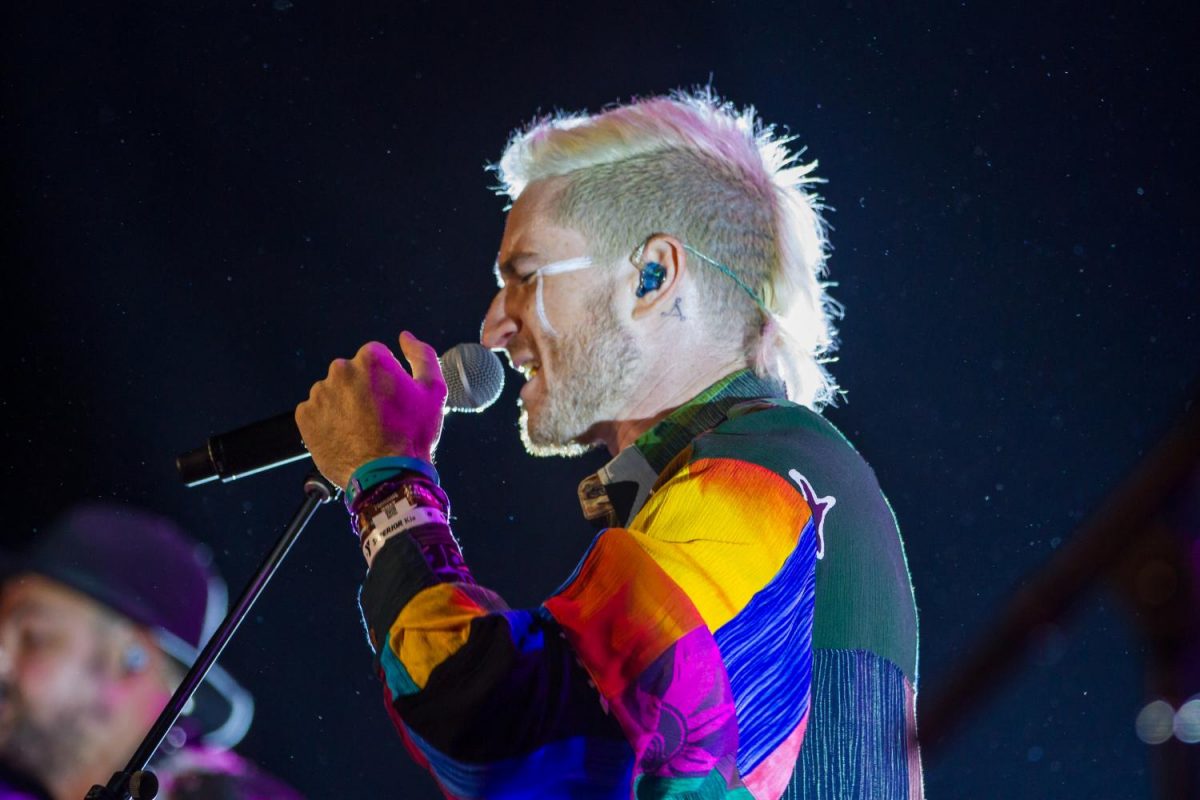 Walk the Moon frontman Nicholas Petricca donned a multicolored button-down for the nights closing set.